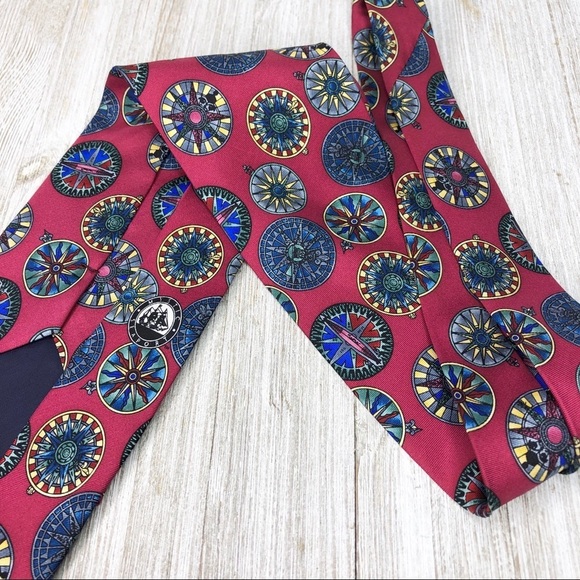 Mystic Seaport Museum Nautical Compass Handmade Silk Tie - Picture 7 of 9